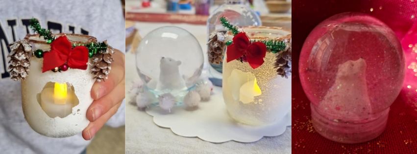 🎄 Atelier Noël – Boule à neige & Bougeoir ❄️🕯️